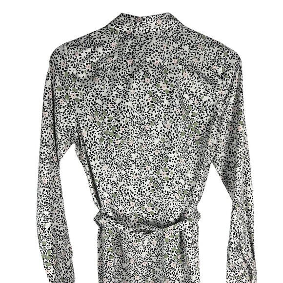 UNTUCKit for Her Phoebe Floral Belted Long Sleeve Shirt Dress in White Size 6 - Picture 6 of 10